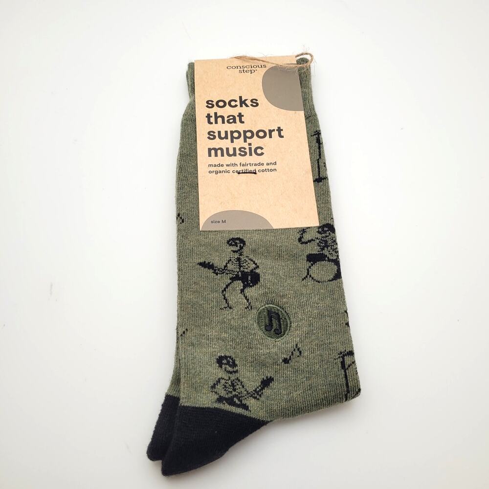 Conscious Step Skeleton Guitar Socks That Protect Music Adult Medium NWT